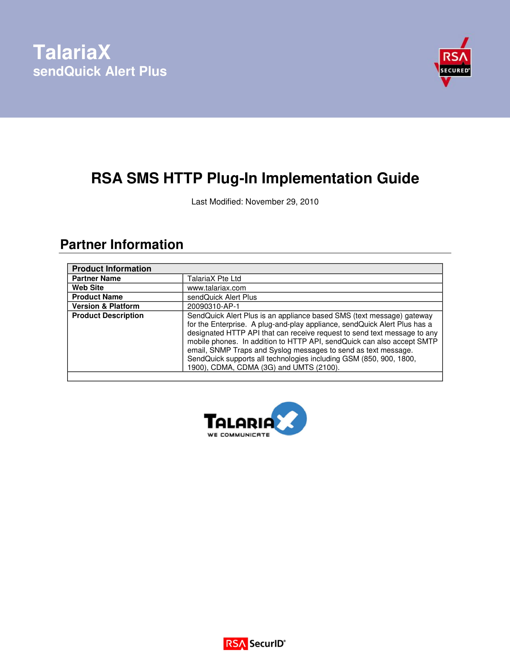 You are currently viewing RSA SMS HTTP Plug-In Implementation Guide